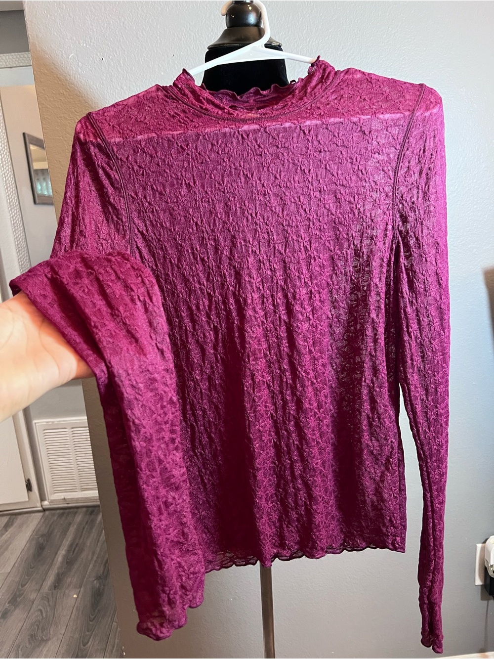 Free People Textured Mock Neck Long Sleeve Top